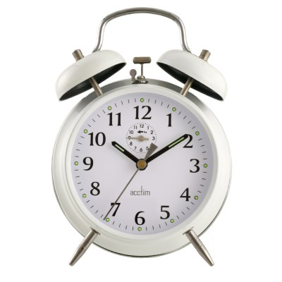 Acctim Saxon white double bell alarm clock