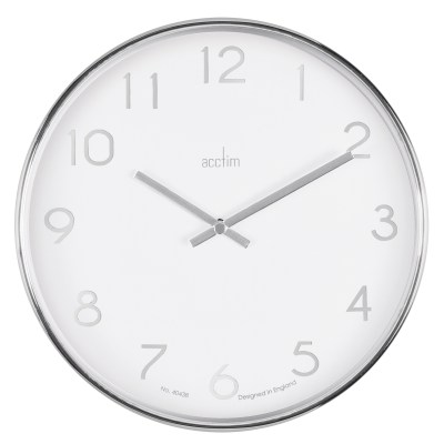 Acctim Elma 25cm Chrome plastic wall clock in White