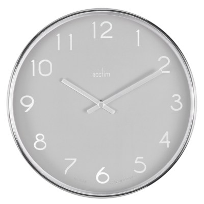 Acctim Elma 25cm Chrome plastic wall clock in Smoke
