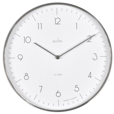 Acctim Madison 35cm brushed metal wall clock in White