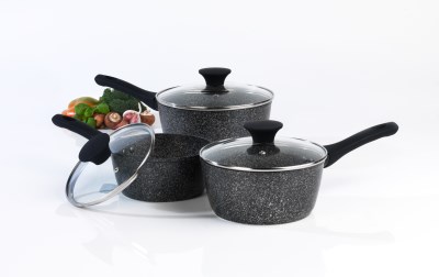 Salter Megastone 3 Piece Saucepan Set