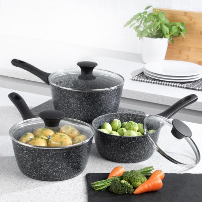 Salter Megastone 3 Piece Saucepan Set