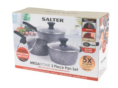 Salter Megastone 3 Piece Saucepan Set