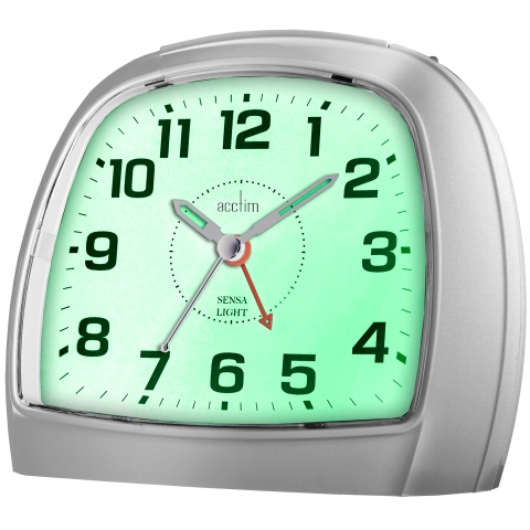 Acctim Sensa-Light Three sweep alarm clock in silver