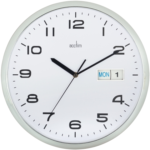 Acctim Supervisor 32cm Chrome dial day/date wall clock