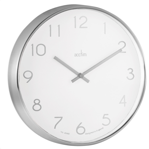 Acctim Elma 25cm Chrome plastic wall clock in White