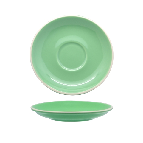 Rockingham Mint Green Long Black / Flat White Saucer